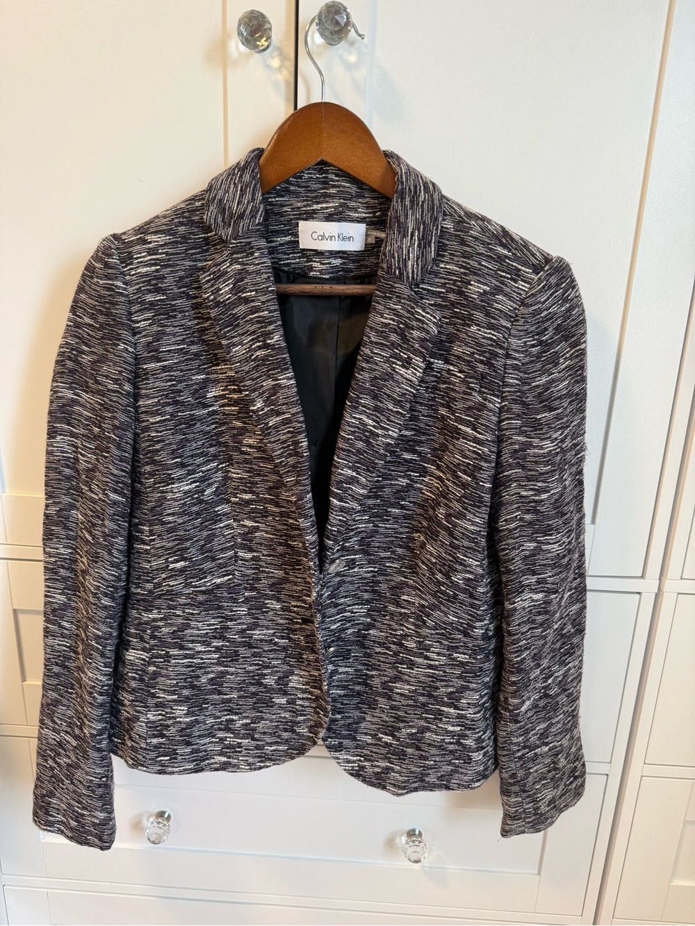 Calvin Klein Women's Purple, Black & White Textured Blazer Jacket